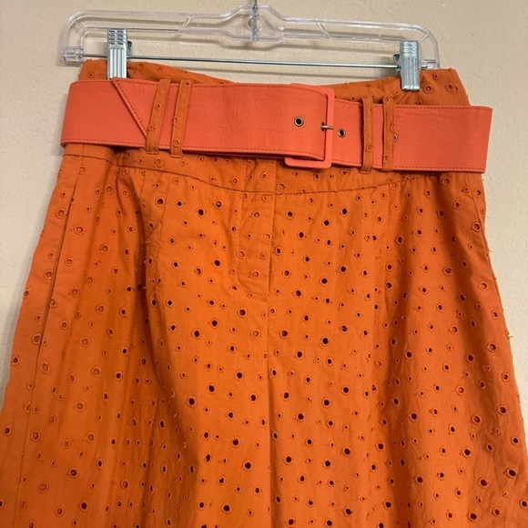 2 Piece Anthropologie Where Mountains Meet Eyelet Embroidered Orange Pants Top - Picture 7 of 16